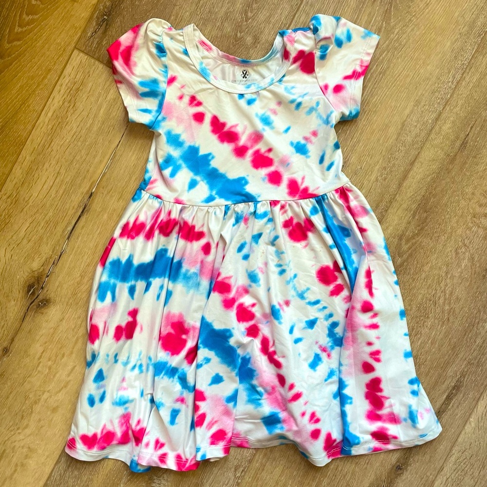 🩵Red White Blue Tie Dye Dress 3/4T